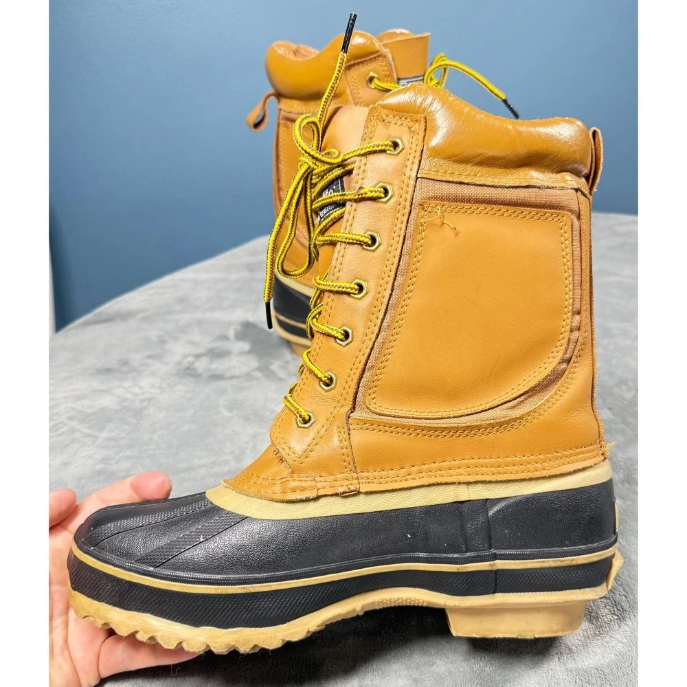 Ranger Duck Boots Mens 10 Tan Black Leather Rubber Steel Shank Winter
